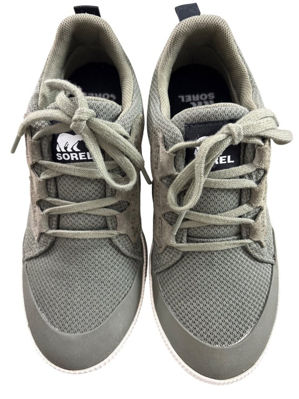 Sorel Women's Lace-Up Sneakers Size 6.5 Green Mesh Athletic Shoes Rubber Soles